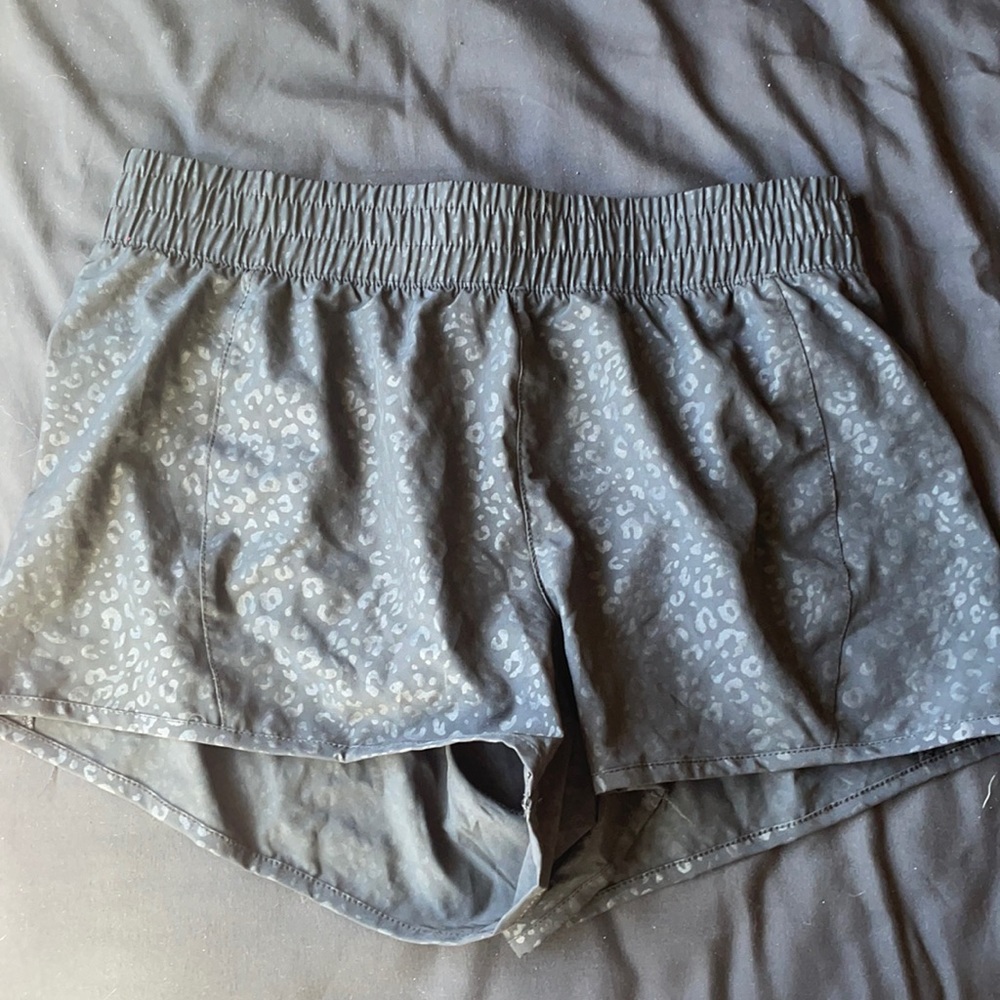 black animal print athletic shorts